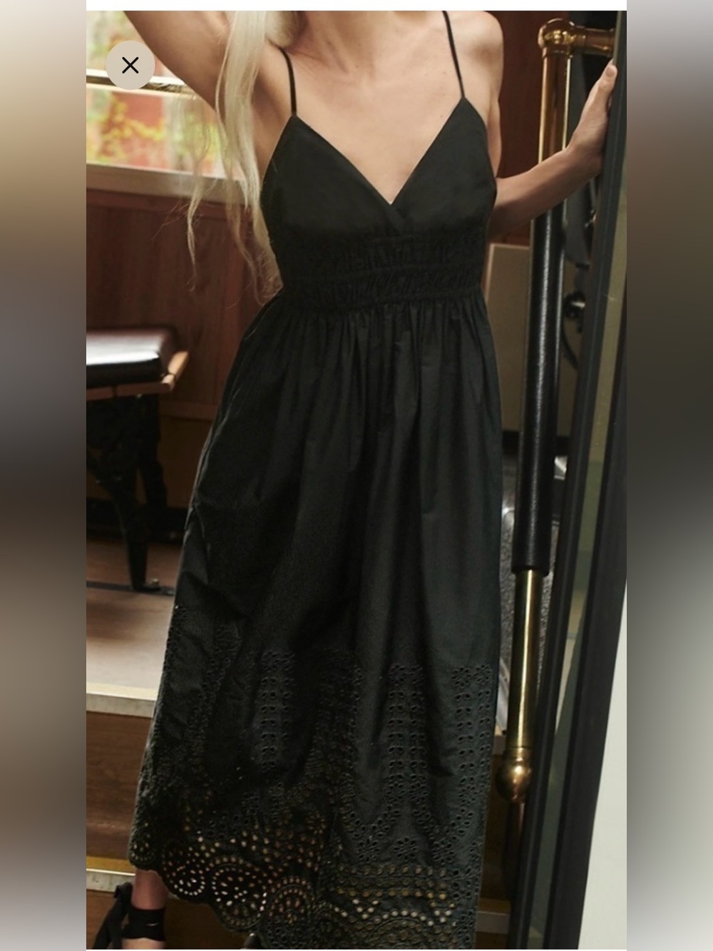 J Crew NWOT V-neck smocked-waist dress in cotton poplin in black